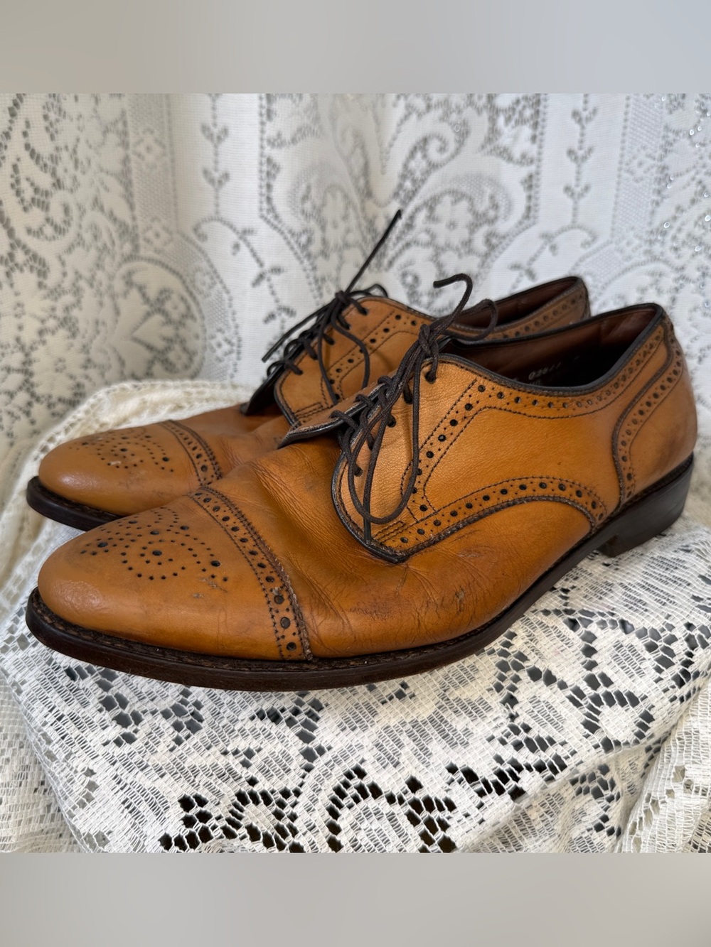 Allen Edmonds Cognac Brown Brogue Cap-Toe Oxfords